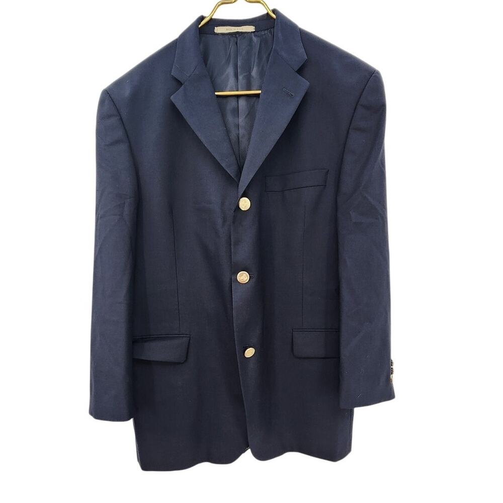 Burberry London 100%‎ Wool 3-Button Sports Coat Blazer Navy Size 42 SHORT